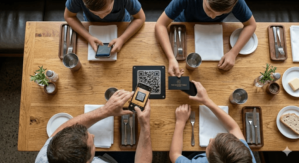 vsite NFC card placed on a restaurant table